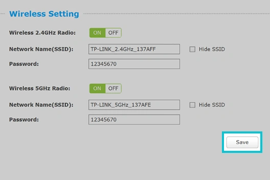 Change the default extender password