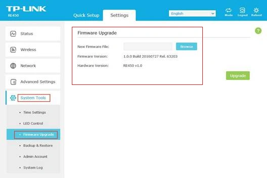 Update the extender firmware